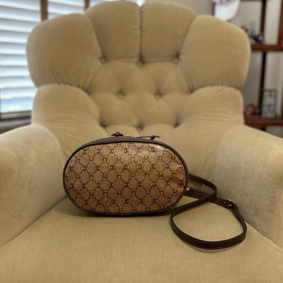 VTG Auth.MORABITO PARIS Iconic Monogram Coated Canvas Drawstring Bucket Bag - Picture 6 of 8